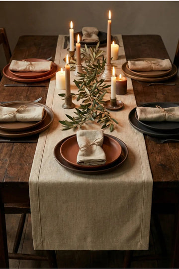 LINEN | Organik Ham Keten Runner Naturel