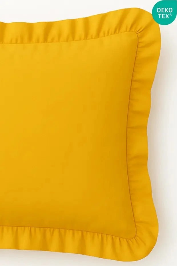 %100 Pamuklu Fırfırlı Yastık Kılıfı 50x70 cm-Sarı