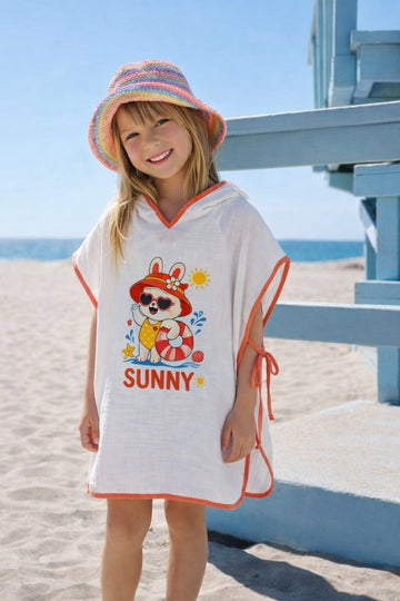 Müslin Kapşonlu Çocuk-Bebek Panço-Sunny