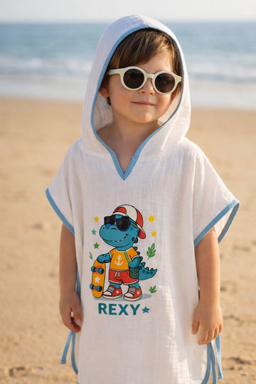 Müslin Kapşonlu Çocuk-Bebek Panço-Rexy