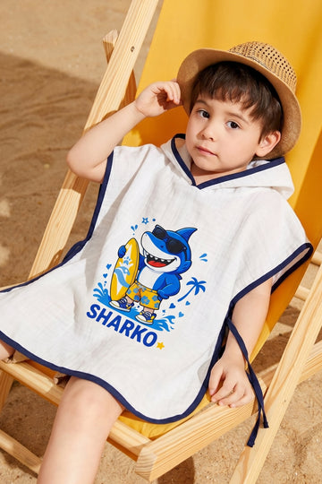 Müslin Kapşonlu Çocuk-Bebek Panço-Sharko
