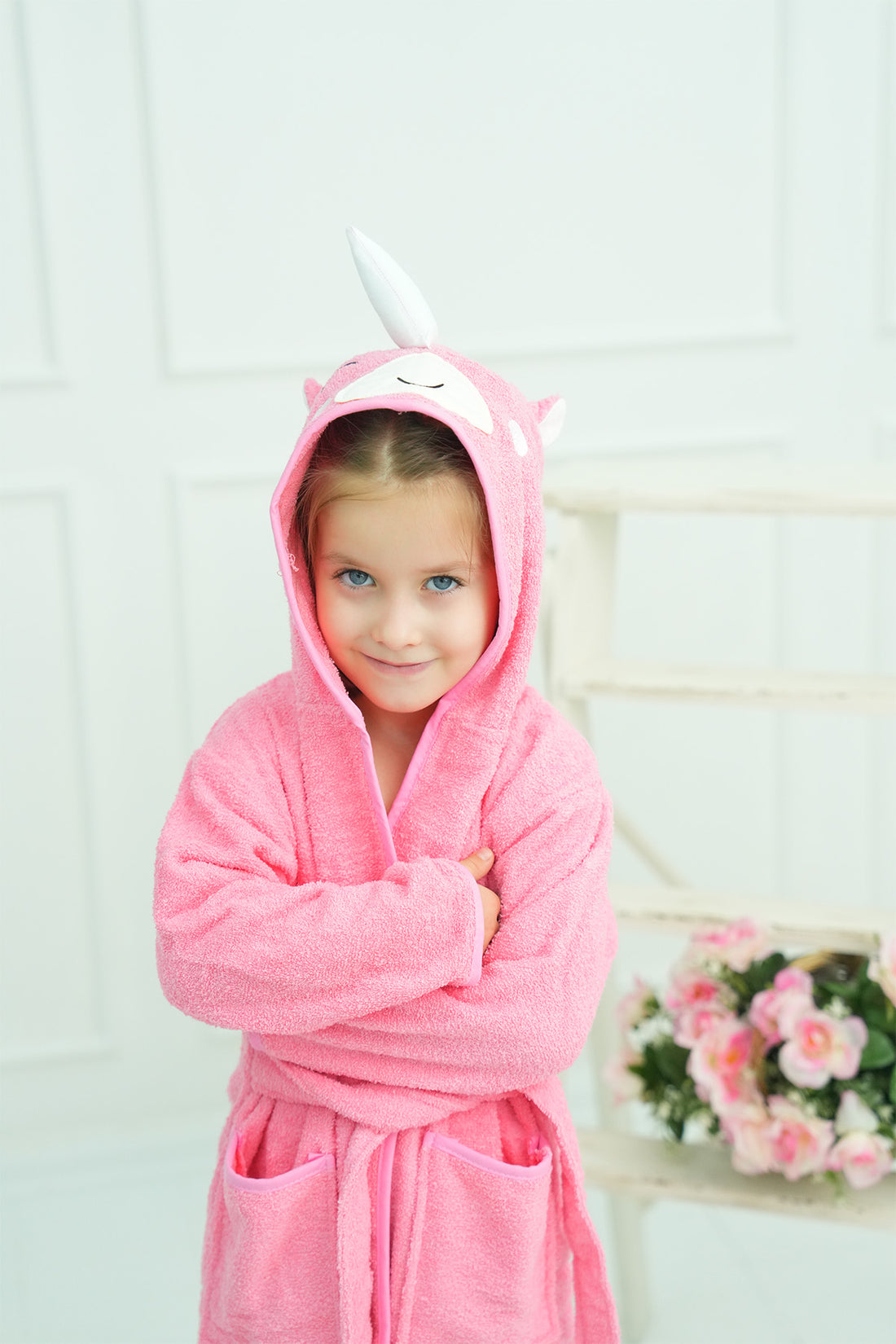 Pembe Unicorn Çocuk Bornoz