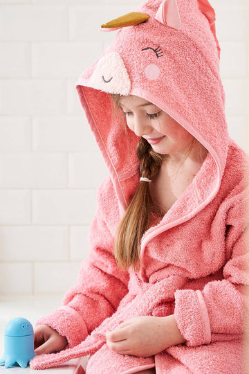 Pembe Unicorn Çocuk Bornoz